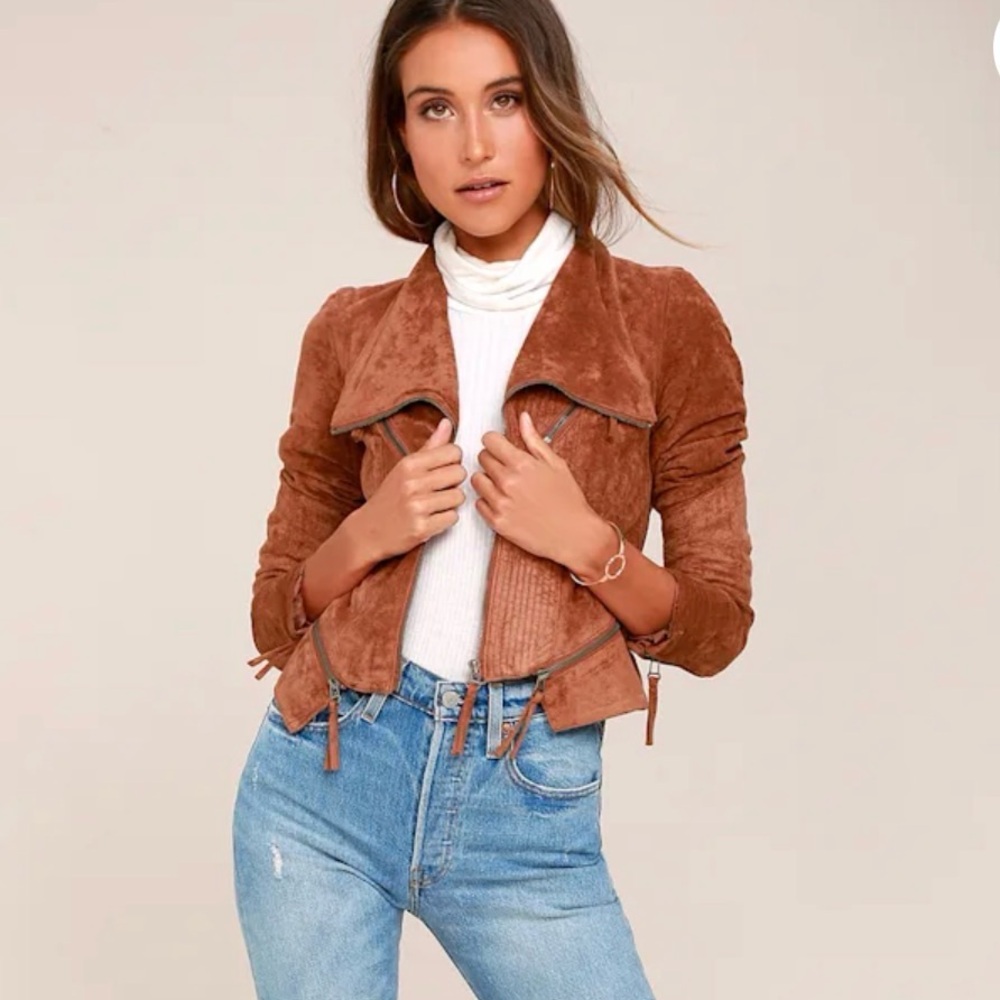 Ready For Anything Rust Orange Suede Moto Jacket size small biker jacket
